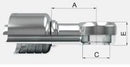 Acople de hierro para manguera de 1 y 2 malla  1/4" x 1/4" banjo metrico de 16 milimetros marca covalca