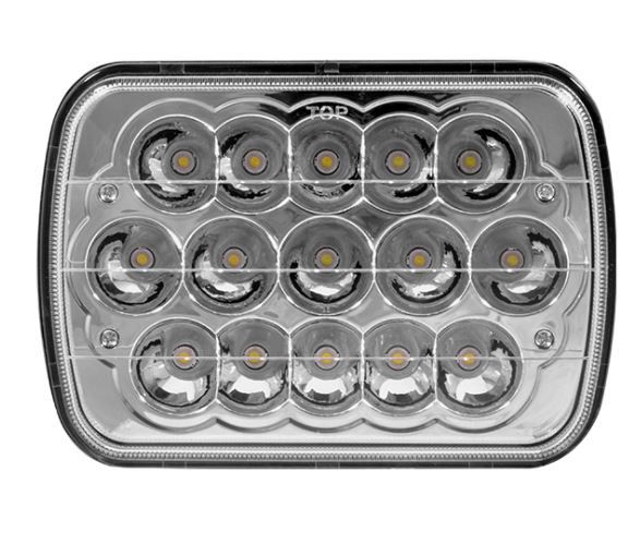 Lámpara óptica rectangular de 7" 15 led blanca 2700lm luz alta y baja con cables, marca ktc