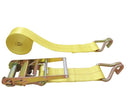 Linga o cinta de amarre amarilla con rachet 2 pulg x30 ft, 10000lbs gancho doble jota marca ktc