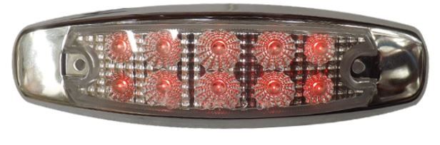 Lámpara demarcadora 10 led color rojo lente cristal con aro en acero inoxidable y cables, marca ktc