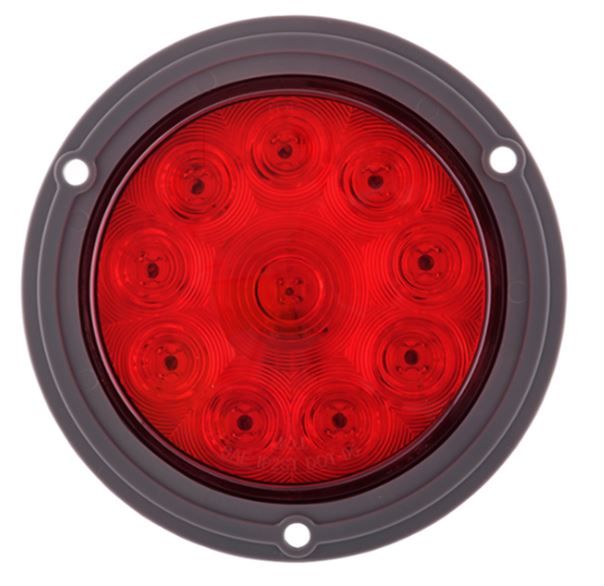 Lámpara stop redonda 10 led roja de 4" con aro y conector, marca ktc