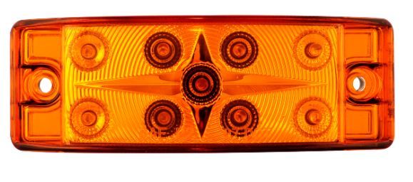 Lámpara demarcadora rectangular 9 led ambar lente dos funciones, marca ktc