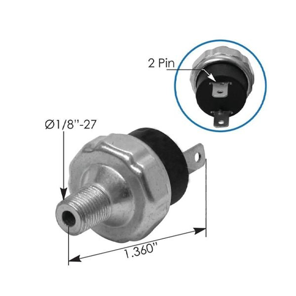 Bulbo de frenos cerrado rosca fina de 1/8" de dos contactos para cabezales, marca automann