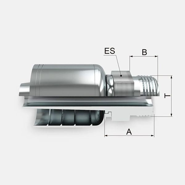 Acople hidráulico de 1/2" manguera de 1 y 2 malla a 5/8" oft macho derecha marca covalca