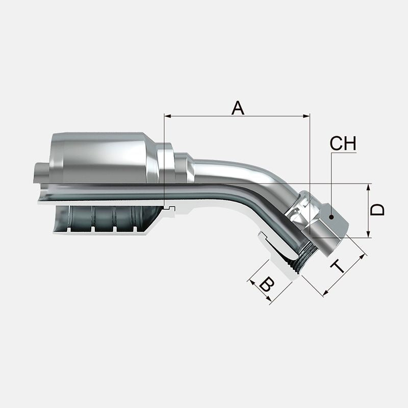 Acople hembra giratoria de 1/4¨x1/4¨ bpf45*t marca covalca.