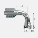 Acople hidráulico de 1/4" manguera de 1 y 2 malla a 1/4" hembra bpf en 90° marca covalca