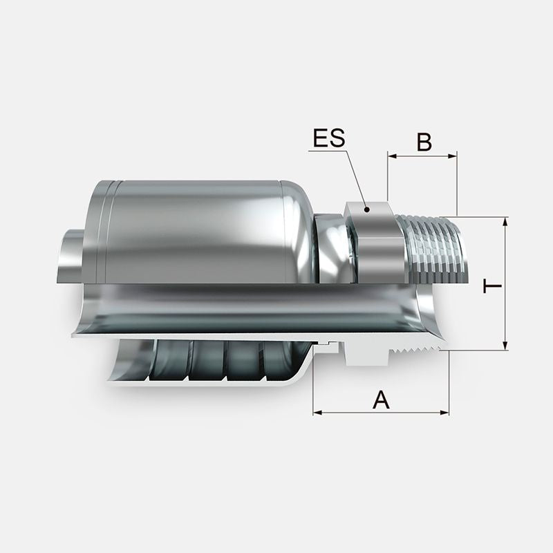 Acople hidráulico de 3/8" manguera de 1 y 2 malla a 3/8 " npt macho derecho marca covalca