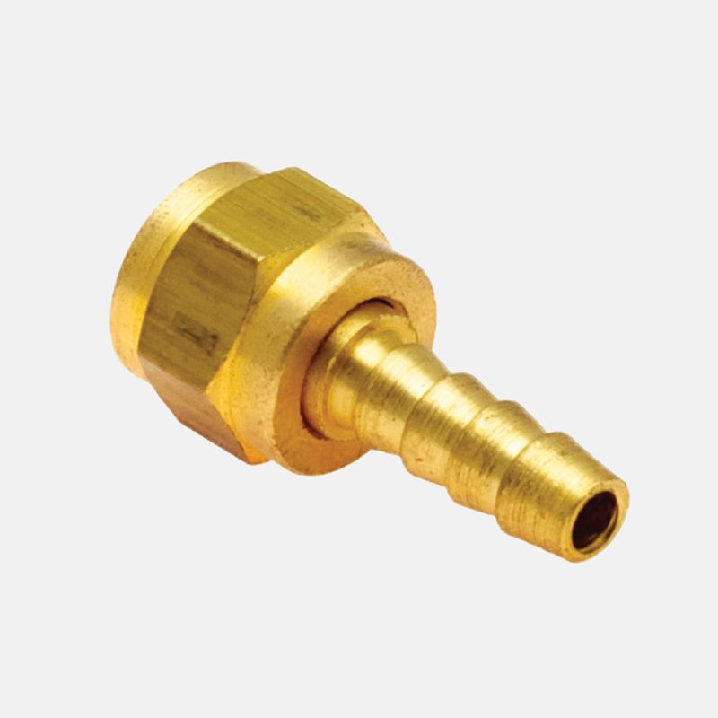 Cola de garrobo de bronce para manguera de 1/4" x 5/16" hembra para oxigeno derecho marca covalca