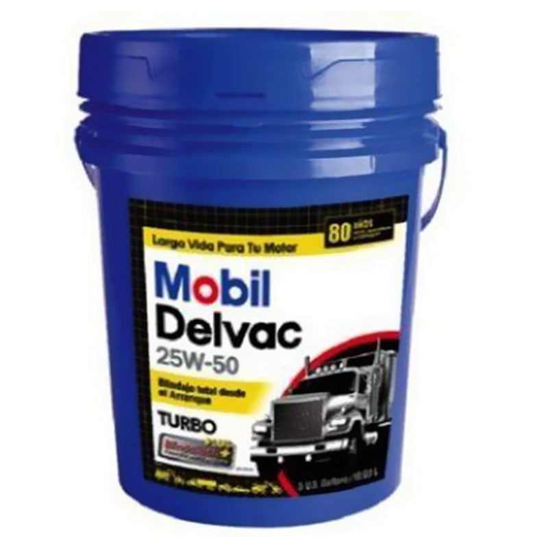 Cubeta de lubricante mobil de alto desempeño para motor diésel para transporte, minería, construcción, explotación de canteras, marítimas y agrícolas sae 25w50, api cf-4 - delvac legend 25w-50 / 25w50