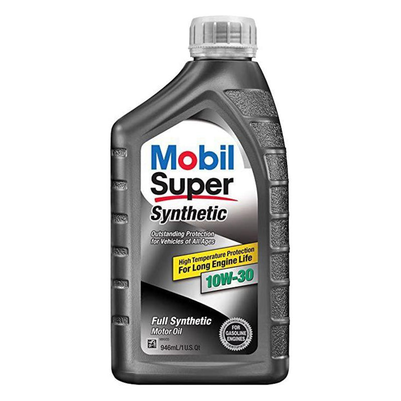 Mobil super synthetic 10w-30, aceite sintetico para motores gasolina, garantiza proteccion contra el desgaste, la corrosion, excelente propiedades limpieza prologando la vida util de tu motor.